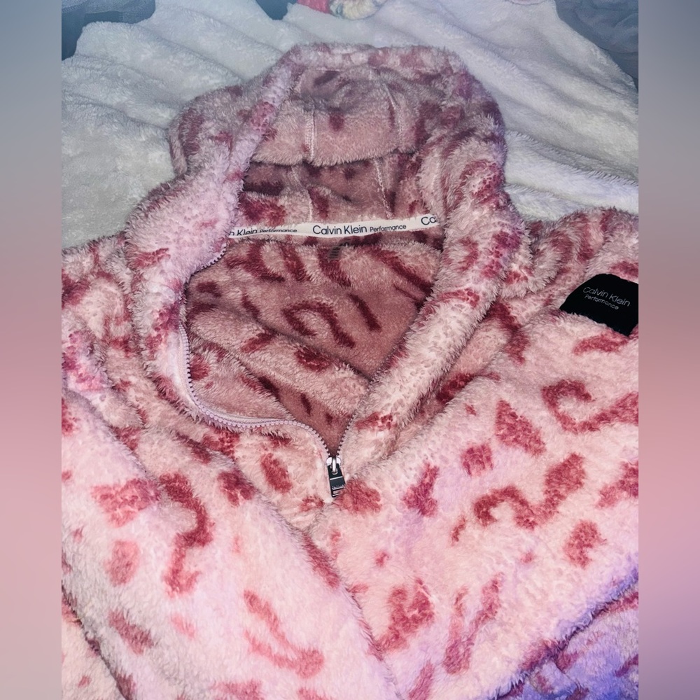 Pink cheetah Calvin Klein zip up jacket